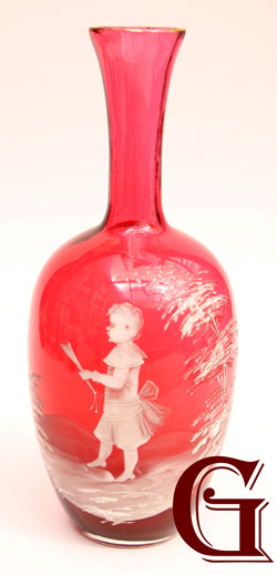 cranberry glass Mary Gregory vase